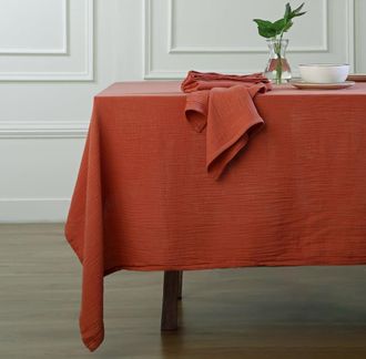 Febronie Mantel algod&oacute;n 150x350 rojo toscano