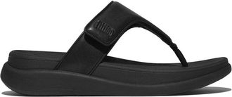 FitFlop Fitflop F-mode Go Womens Toe Post Sandals All Black Leather - Size UK 7