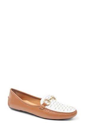 Patricia Green Kim Horsebit Woven Loafer in Cognac/White at Nordstrom, Size 7.5