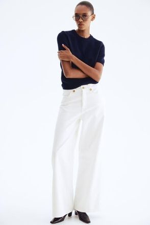 H&M Wide High Jeans in White at Nordstrom, Size 10