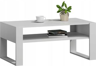 OEM Mesa De Centro Kaja Blanca Con Estante Sal&oacute;n Blanco