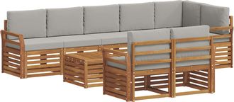 vidaXL Conjunto De Sof&aacute;s De Exterior 9 Uds. Gris Natural Y Claro Vidaxl