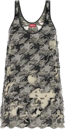 Diesel Katoenmix Mini Jurk - Dames - Korte kleedjes - Veelkleurig - S - Katoen - Kleedjes
