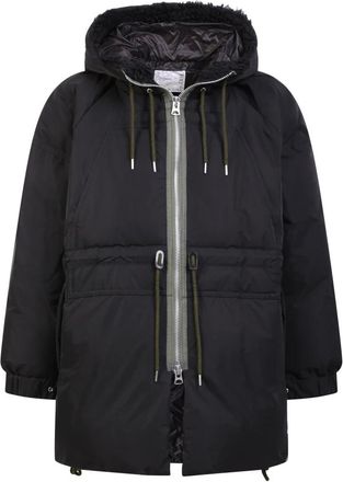 sacai Zwarte Donsjas met Capuchon - Heren - Gewatteerde jassen - Zwart - M - Wol - Jassen