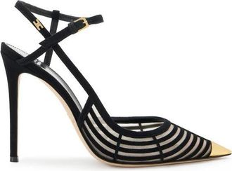 Elisabetta Franchi Schoenen, Dames, Zwart, 37 EU, Su&egrave;de, Slingbacks in su&egrave;de en tule