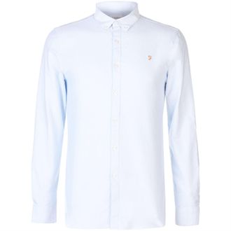 Farah Vintage Oxford-overhemd met lange mouwen en knoopsluiting voor heren (Hemelsblauw)