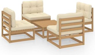 vidaXL Juego De Muebles De Jard&iacute;n 5 Pzas Y Cojines Madera Pino Maciza Vidaxl