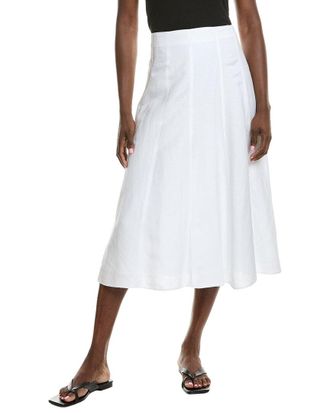 Anne Klein Linen-Blend Paneled A-Line Midi Skirt