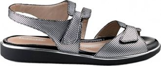 BeautiFeel Womens Poppy Sandal In Pewter Pixel Print Suede