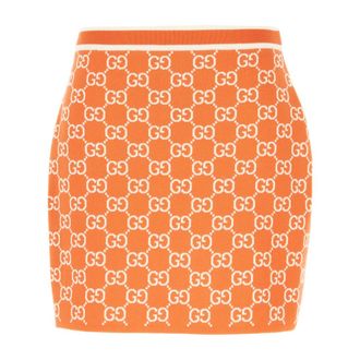 Gucci Short Skirts, female, Orange, Size: M GG Fine Cotton Jacquard Skirt