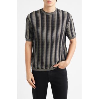 Emporio Armani Geo Print Sweater T-Shirt in Solid Blue Navy at Nordstrom, Size Xx-Large