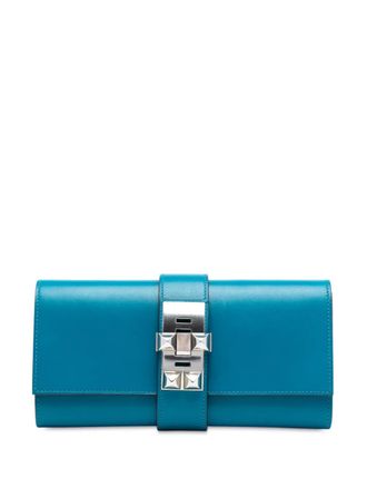 Herm&egrave;s 2015 Tadelakt Medor 23 clutch bag - women - Calf Leather - One Size - Blue