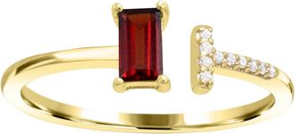 Diamond2Deal 10K Yellow Gold Garnet and Diamond Engagement Ring ( 0.33Ct)