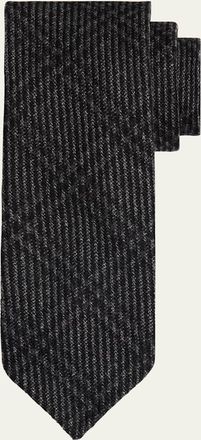 Brioni Mens Wool and Cashmere Windowpane Check Tie