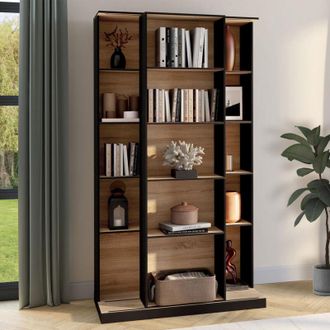 IDMarket Alphonse Librer&iacute;a Corredera 5 Niveles 15 Nichos Madera Y Negro