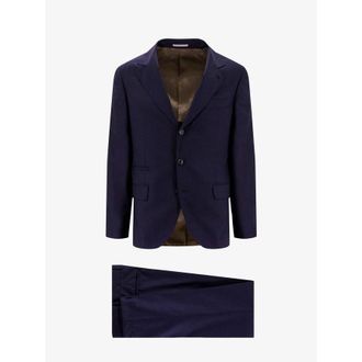 Brunello Cucinelli Blue Wool Silk Tailored Suit, Brand Size 48 (US Size 38)