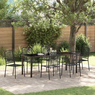 vidaXL Conjunto De Comedor De Jard&iacute;n 7 Pcs Negro Vidaxl