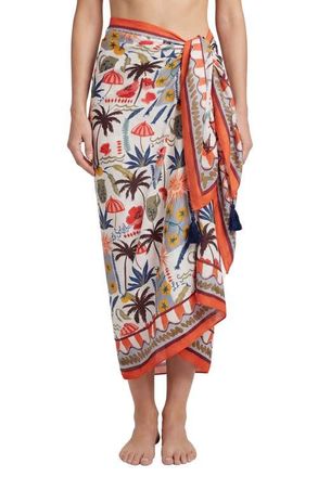 Change of Scenery Melanie Border Print Pareo Cover-Up in Riviera at Nordstrom