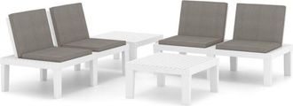 vidaXL Set De Muebles De Jard&iacute;n 4 Piezas Con Cojines Pl&aacute;stico Blanco Vidaxl