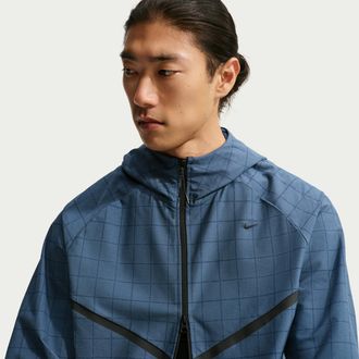 Nike Mens Tech Loose Dri-FIT Shori Knit Full-Zip All-Over-Print Jacket in Blue | IV6599-438