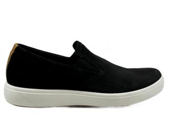 Ecco Mens Soft 7 Slip On Shoe In Black/black/lion