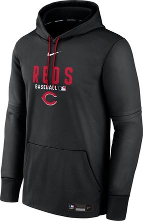 Nike Mens Cincinnati Reds Authentic Collection Nike Therma MLB Pullover Hoodie in Black | NAC3089NRED-RMG