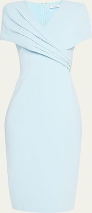 Badgley Mischka Pleated Short-Sleeve Sheath Dress