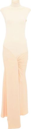 Victoria Beckham Maxi-jurk met kapmouwen en gebreid vlak - Beige
