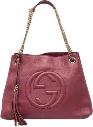 Gucci Pre-owned Shoulder Bags, female, Pink, Size: ONE SIZE Pre-owned The Soho Chain