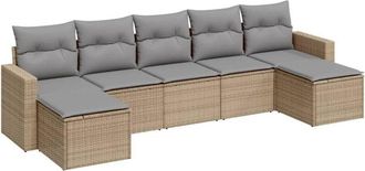 vidaXL Vidaxl - Set Sof&aacute;s De Jard&iacute;n 7 Piezas Y Cojines Rat&aacute;n Sint&eacute;tico Beige