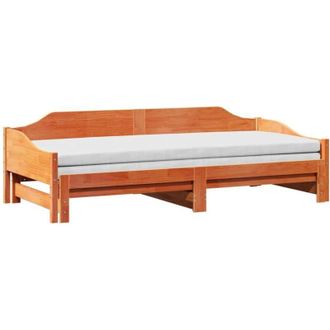 vidaXL Sof&aacute; Cama Nido Madera Maciza De Pino Marr&oacute;n Cera 90x200 Cm Vidaxl