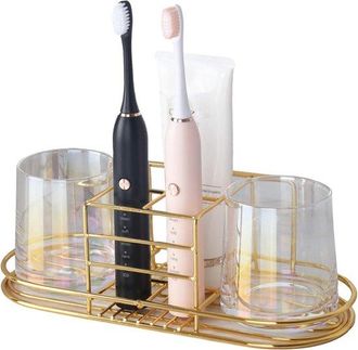 OEM Soporte Multifuncional Para Cepillos De Dientes - Montaje En Pared - Autoadhesivo - Dorado