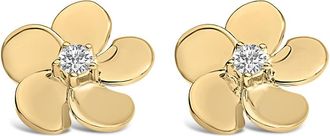 House of Brilliance 10K Yellow Gold 1/3 Cttw Lab Grown Diamond Flower Petal Stud Earrings