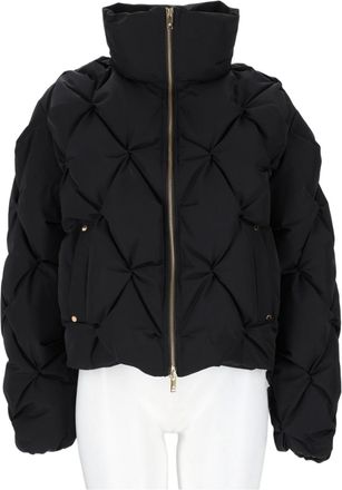 Moose Knuckles Black Quilted High-Collar Down Jacket