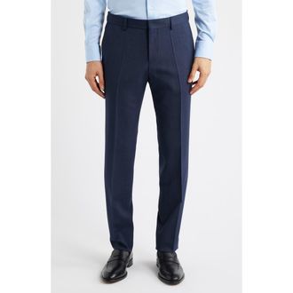 BOSS Genius Slim Fit Virgin Wool Dress Pants in Dark Blue at Nordstrom, Size 38