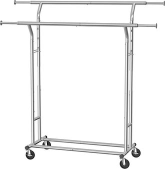 Songmics Perchero colgador para ropa con 4 ruedas regulable cromado