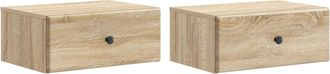 vidaXL Mesita De Noche De Pared 2 Uds. Roble Sonoma 49 X 34,5 X 20 Cm Vidaxl