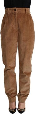 Dolce & Gabbana Luxe High-Waisted Corduroy Skinny Broek - Dames - Slim Fit Broeken - Bruin - S - Katoen - Broeken