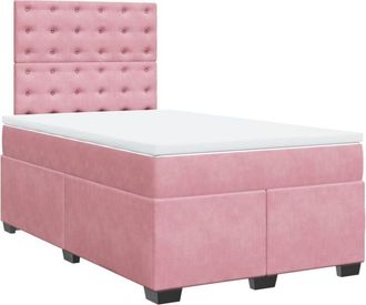 vidaXL Vidaxl - Cama Box Spring Con Colch&oacute;n Terciopelo Rosa 120x200 Cm