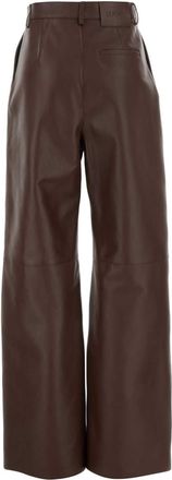 Loewe Womens Nappa Leather Trousers Brown Lamb