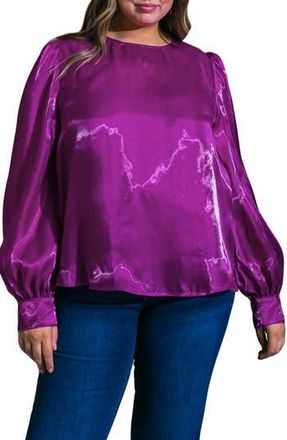 Flying Tomato Solid Long Sleeve Organza Top in Orchid at Nordstrom Rack, Size 2 X
