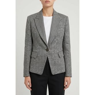 Brunello Cucinelli Black White Linen Tailored Jacket, Brand Size 48 (US Size 14)