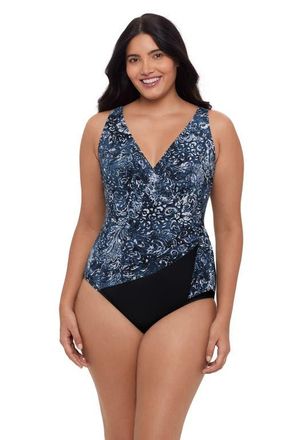 Trimshaper Vera Side-Tie One-Piece Control Swimsuit in Flora & Fauna at Nordstrom, Size 18