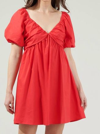 Sugarlips Leandra Poplin Mini Dress In Red