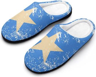 Generic Somalia Vintage Flag Mens Slipper Slip On Winter Warm House Slippers Shoes Indoor Outdoor