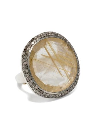 Rosa Maria Sterling Zilveren ring met diamant en kwarts