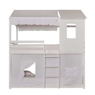 Muemue Techo para litera montessori algod&oacute;n blanco 90x196cm