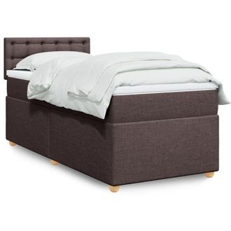 vidaXL Vidaxl - Cama Box Spring Con Colch&oacute;n Tela Marr&oacute;n Oscuro 80x200 Cm