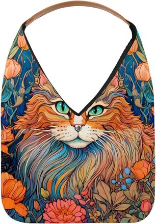 Generic Color Drawing Cat Reusable Lightweight Grocery Bags - Foldable Into Compact Pouch, Washable & Sturdy, Multipurpose for Shopping and Travel