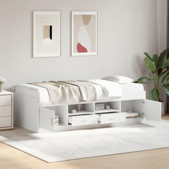vidaXL Sof&aacute; Cama Con Cajones Sin Colch&oacute;n Blanco 90x200 Cm Vidaxl